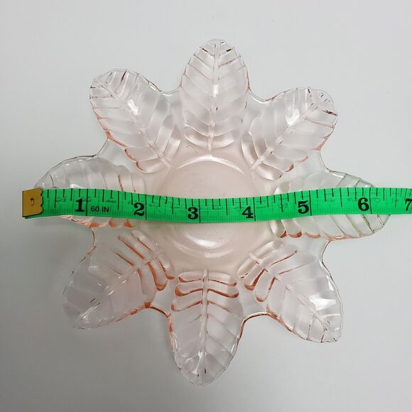 Vintage Light Pink Snowflake Glass Hobnail Bon Bon Candy Trinket Dish 7 Inches - Picture 4 of 8